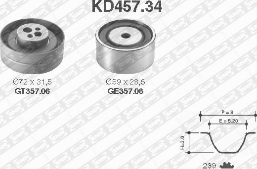 SNR KD457.34 - Комплект ременя ГРМ autozip.com.ua