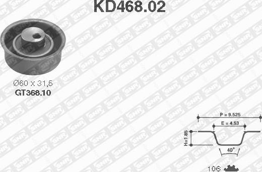 SNR KD468.02 - Комплект ременя ГРМ autozip.com.ua