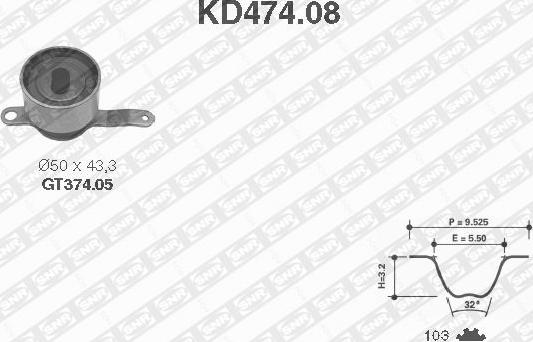 SNR KD474.08 - Комплект ременя ГРМ autozip.com.ua