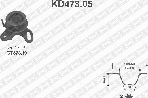 SNR KD473.05 - Комплект ременя ГРМ autozip.com.ua
