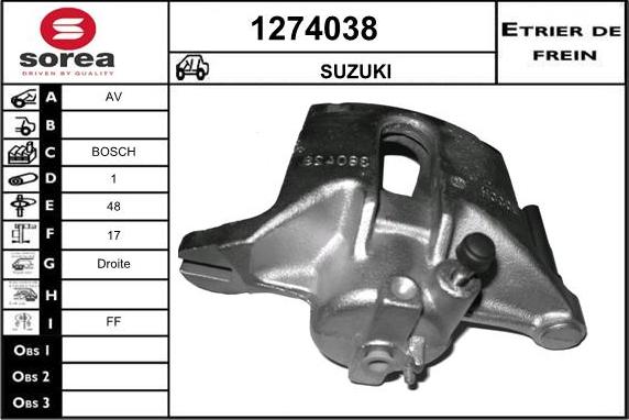 SNRA 1274038 - Гальмівний супорт autozip.com.ua