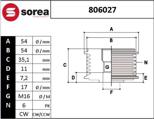 SNRA 806027 - Ремінний шків, генератор autozip.com.ua