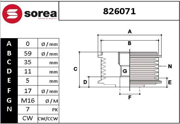 SNRA 826071 - Ремінний шків, генератор autozip.com.ua