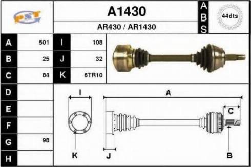 SNRA A1430 - Приводний вал autozip.com.ua