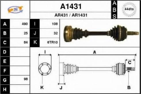 SNRA A1431 - Приводний вал autozip.com.ua