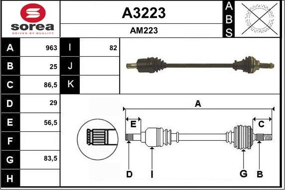 SNRA A3223 - Приводний вал autozip.com.ua