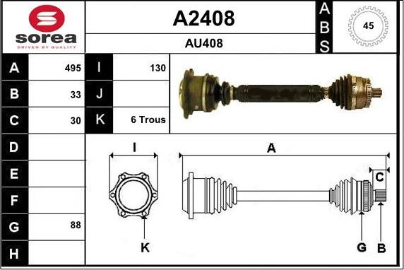 SNRA A2408 - Приводний вал autozip.com.ua