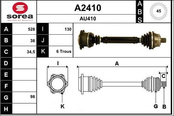 SNRA A2410 - Приводний вал autozip.com.ua