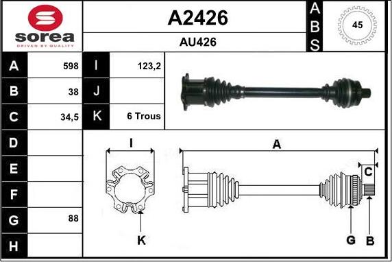 SNRA A2426 - Приводний вал autozip.com.ua