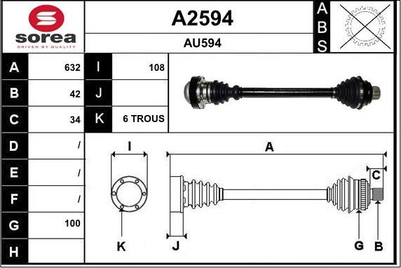 SNRA A2594 - Приводний вал autozip.com.ua