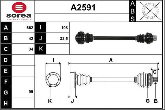 SNRA A2591 - Приводний вал autozip.com.ua