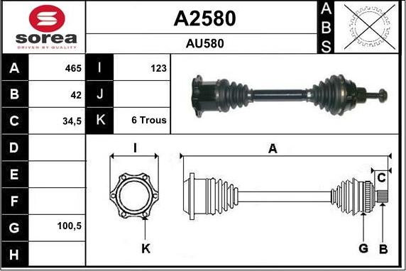 SNRA A2580 - Приводний вал autozip.com.ua