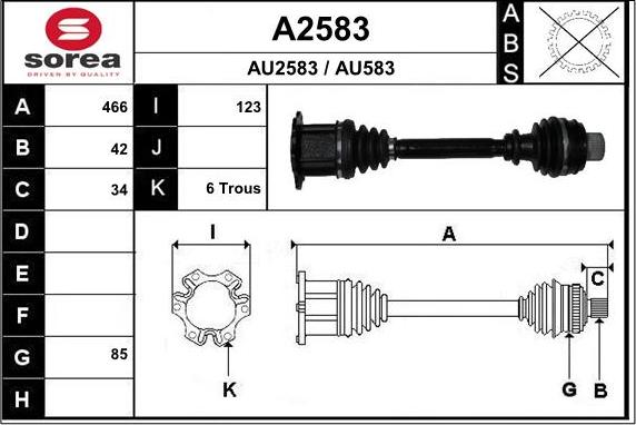 SNRA A2583 - Приводний вал autozip.com.ua