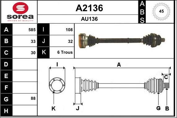 SNRA A2136 - Приводний вал autozip.com.ua