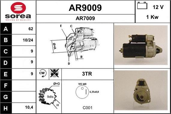 SNRA AR9009 - Стартер autozip.com.ua
