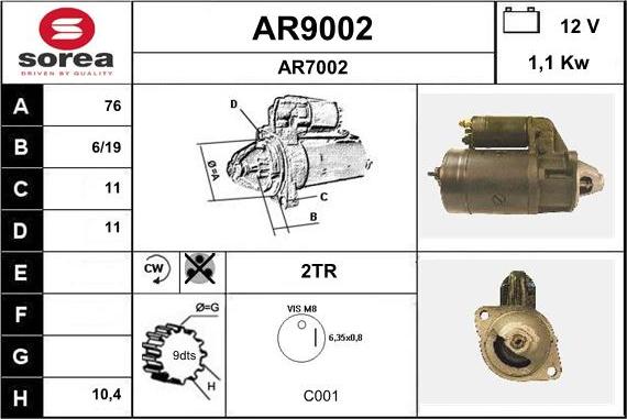 SNRA AR9002 - Стартер autozip.com.ua