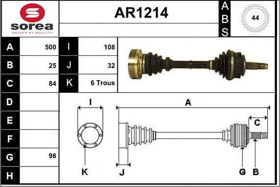 SNRA AR1214 - Приводний вал autozip.com.ua