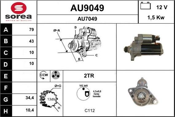 SNRA AU9049 - Стартер autozip.com.ua