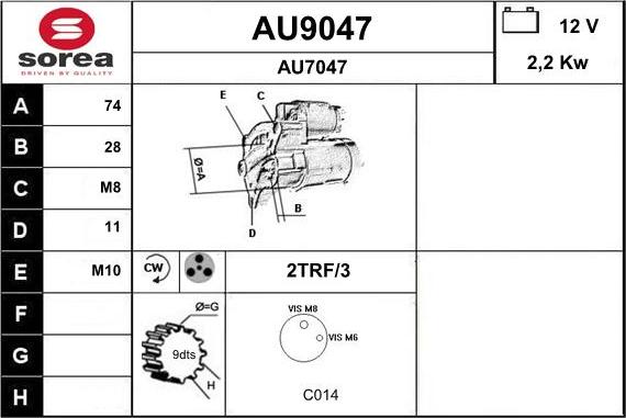 SNRA AU9047 - Стартер autozip.com.ua