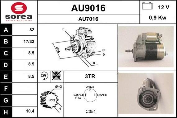 SNRA AU9016 - Стартер autozip.com.ua