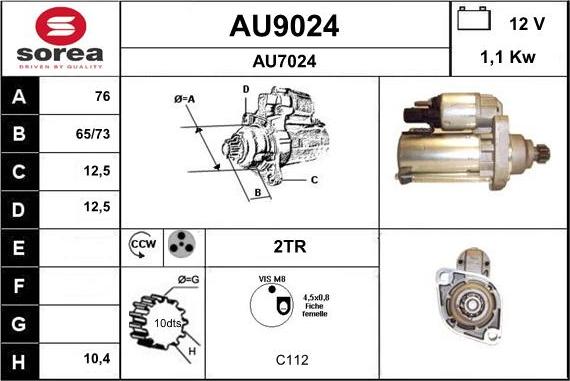 SNRA AU9024 - Стартер autozip.com.ua