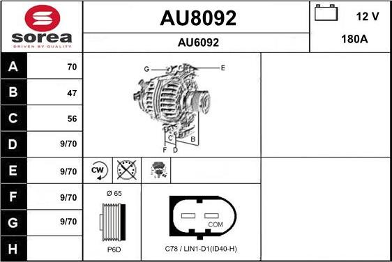 SNRA AU8092 - Генератор autozip.com.ua