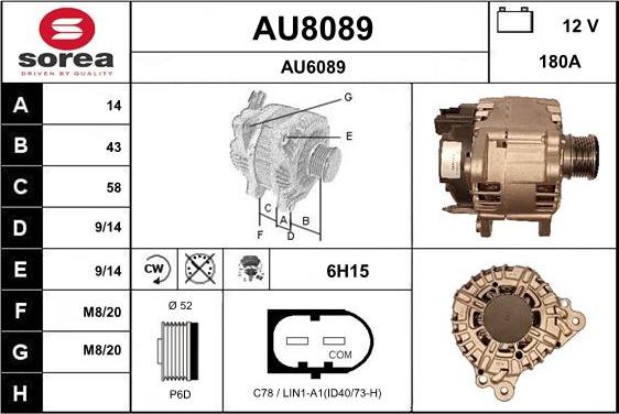 SNRA AU8089 - Генератор autozip.com.ua