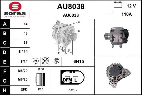 SNRA AU8038 - Генератор autozip.com.ua