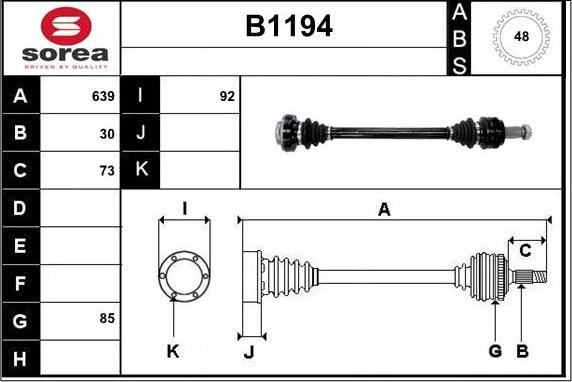 SNRA B1194 - Приводний вал autozip.com.ua