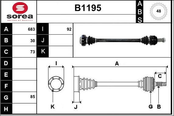 SNRA B1195 - Приводний вал autozip.com.ua