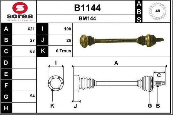 SNRA B1144 - Приводний вал autozip.com.ua