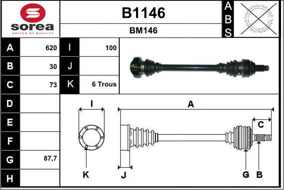 SNRA B1146 - Приводний вал autozip.com.ua