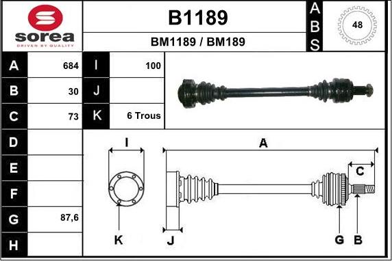 SNRA B1189 - Приводний вал autozip.com.ua