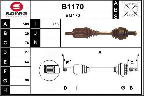 SNRA B1170 - Приводний вал autozip.com.ua