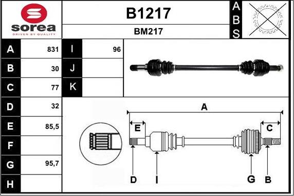 SNRA B1217 - Приводний вал autozip.com.ua