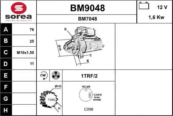 SNRA BM9048 - Стартер autozip.com.ua