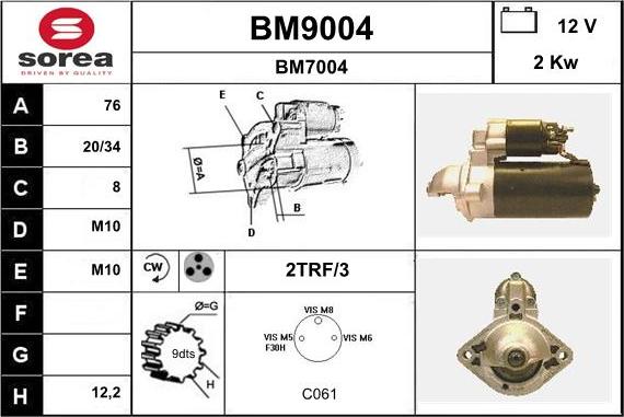 SNRA BM9004 - Стартер autozip.com.ua