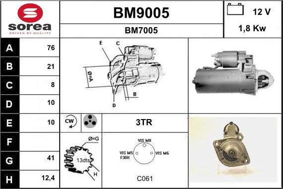 SNRA BM9005 - Стартер autozip.com.ua