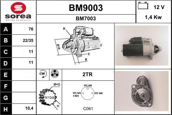 SNRA BM9003 - Стартер autozip.com.ua