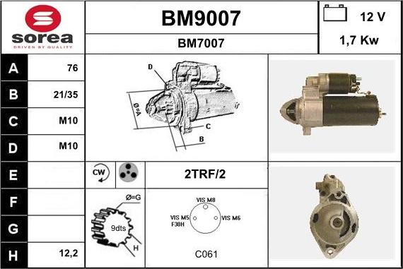 SNRA BM9007 - Стартер autozip.com.ua