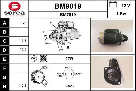 SNRA BM9019 - Стартер autozip.com.ua