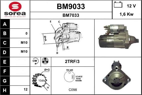 SNRA BM9033 - Стартер autozip.com.ua