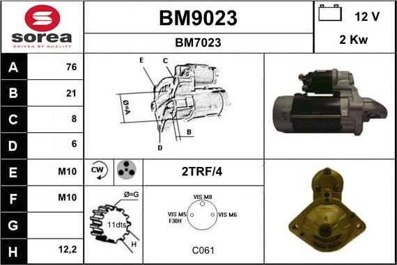 SNRA BM9023 - Стартер autozip.com.ua