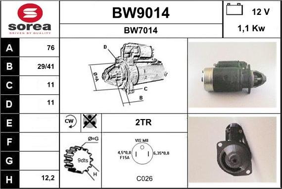 SNRA BW9014 - Стартер autozip.com.ua