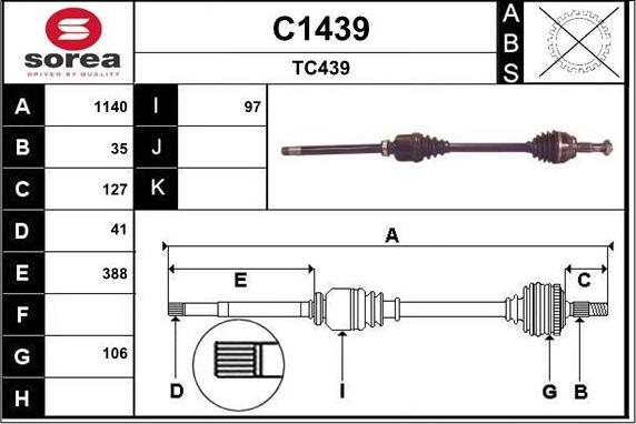 SNRA C1439 - Приводний вал autozip.com.ua