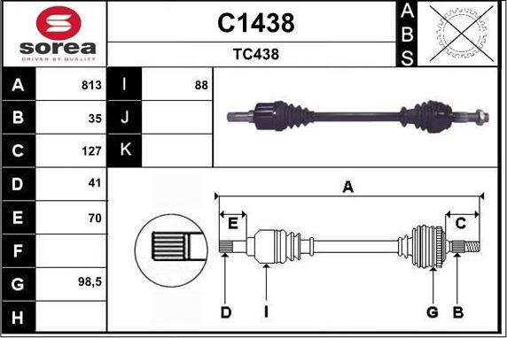 SNRA C1438 - Приводний вал autozip.com.ua