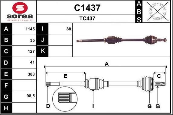 SNRA C1437 - Приводний вал autozip.com.ua