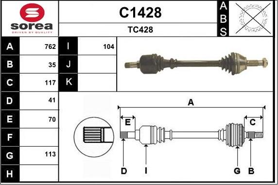 SNRA C1428 - Приводний вал autozip.com.ua