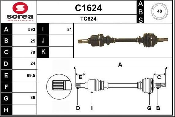 SNRA C1624 - Приводний вал autozip.com.ua