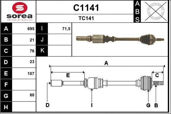 SNRA C1141 - Приводний вал autozip.com.ua